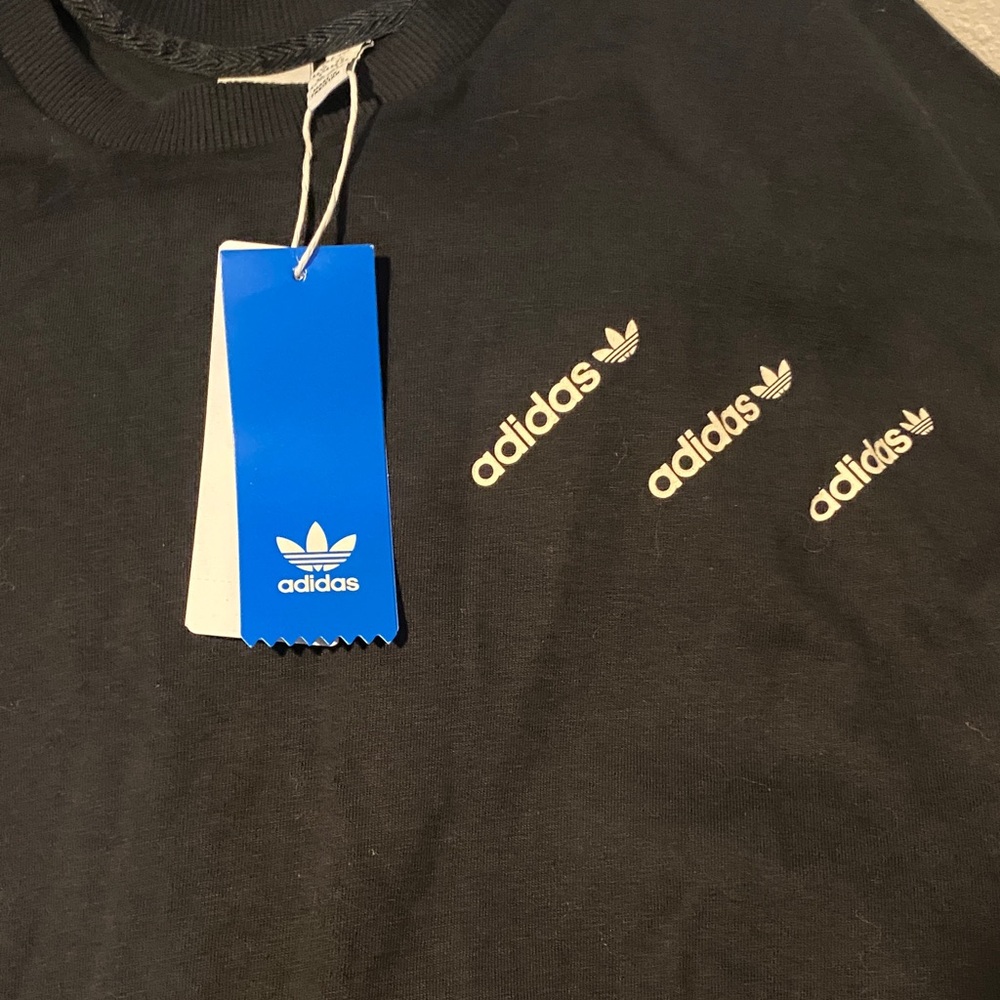 adidas Black Tee with White Triple Logos